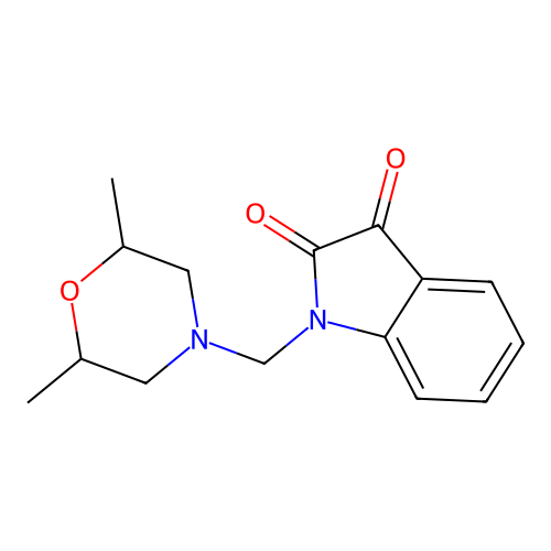 1-[(2,6-dimethylmorpholin-4-yl)methyl]-1H-indole-2,3-dione structure