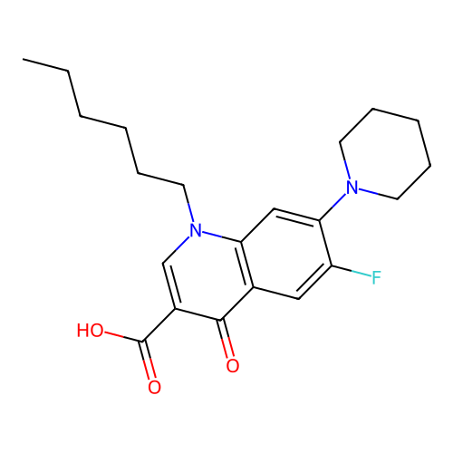 6-Fluoro-1-hexyl-4-oxo-7-(piperidin-1-yl)-1,4-dihydroquinoline-3-carboxylic acid structure