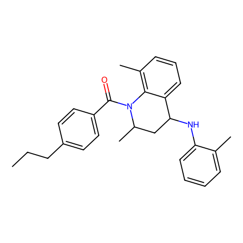 (2,8-dimethyl-4-(o-tolylamino)-3,4-dihydroquinolin-1(2H)-yl)(4-propylphenyl)methanone structure