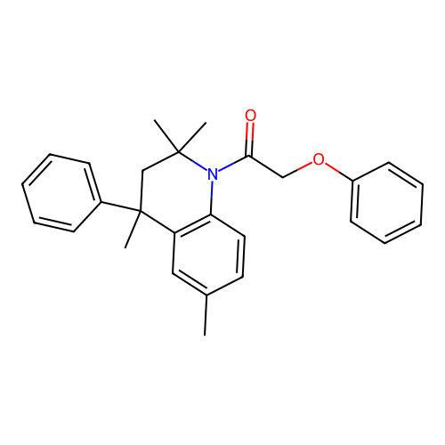 2-phenoxy-1-(2,2,4,6-tetramethyl-4-phenyl-3,4-dihydroquinolin-1(2H)-yl)ethanone structure
