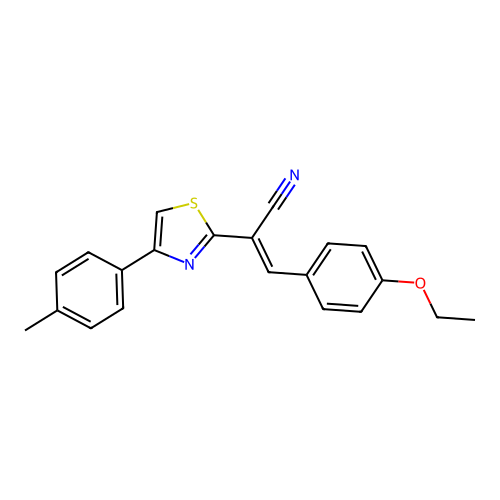 (2E)-3-(4-ethoxyphenyl)-2-[4-(4-methylphenyl)-1,3-thiazol-2-yl]prop-2-enenitrile structure