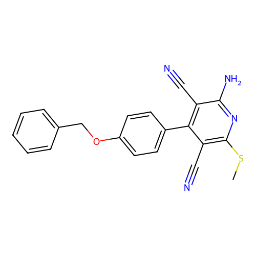 2-Amino-4-(4-(benzyloxy)phenyl)-6-(methylthio)pyridine-3,5-dicarbonitrile structure