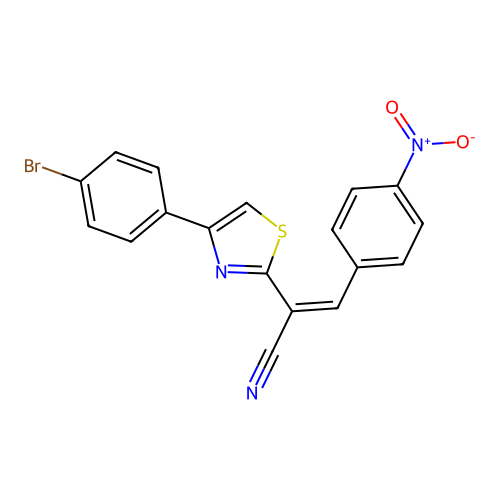 (2Z)-2-[4-(4-bromophenyl)-1,3-thiazol-2-yl]-3-(4-nitrophenyl)prop-2-enenitrile structure
