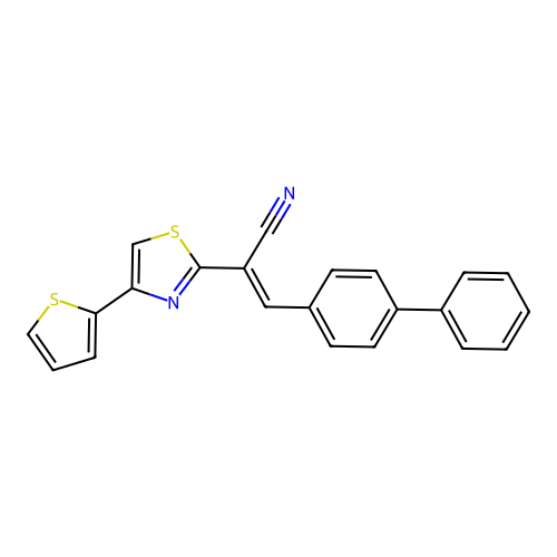 (2E)-3-(biphenyl-4-yl)-2-[4-(thiophen-2-yl)-1,3-thiazol-2-yl]prop-2-enenitrile structure