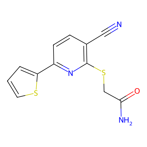 2-{[3-Cyano-6-(thiophen-2-yl)pyridin-2-yl]sulfanyl}acetamide structure