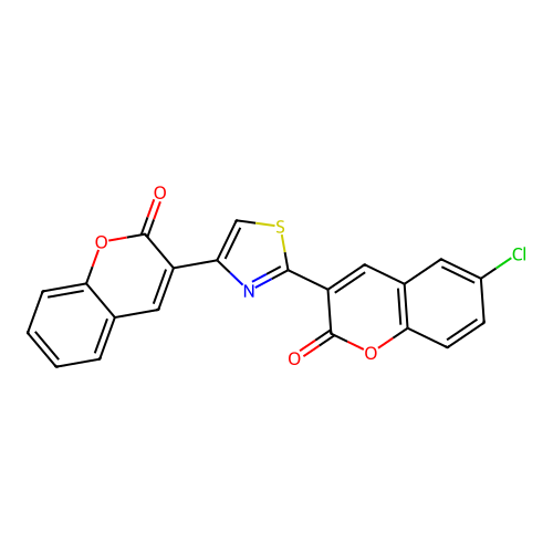 6-chloro-3-[4-(2-oxo-2H-chromen-3-yl)-1,3-thiazol-2-yl]-2H-chromen-2-one structure