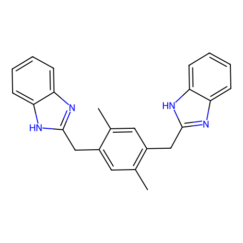 2,2'-[(2,5-dimethylbenzene-1,4-diyl)dimethanediyl]bis(1H-benzimidazole) structure