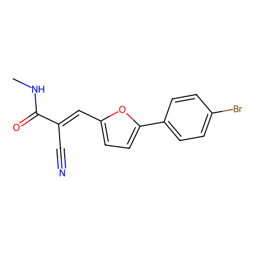 (2E)-3-[5-(4-bromophenyl)furan-2-yl]-2-cyano-N-methylprop-2-enamide structure