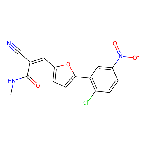 (2Z)-3-[5-(2-chloro-5-nitrophenyl)furan-2-yl]-2-cyano-N-methylprop-2-enamide structure