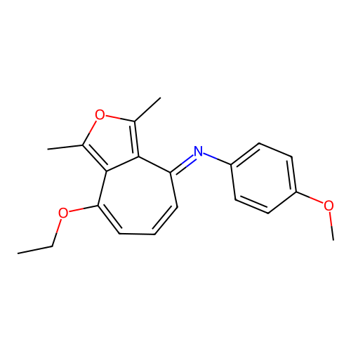 (E)-N-(8-ethoxy-1,3-dimethyl-4H-cyclohepta[c]furan-4-ylidene)-4-methoxyaniline structure