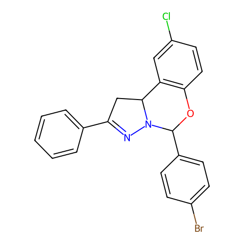 5-(4-Bromophenyl)-9-chloro-2-phenyl-1,10b-dihydropyrazolo[1,5-c][1,3]benzoxazine structure