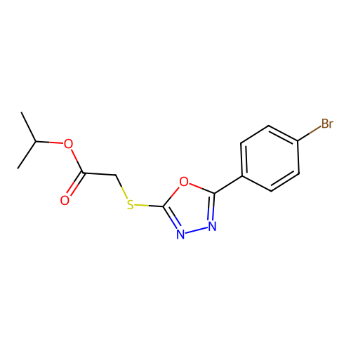Propan-2-yl {[5-(4-bromophenyl)-1,3,4-oxadiazol-2-yl]sulfanyl}acetate structure
