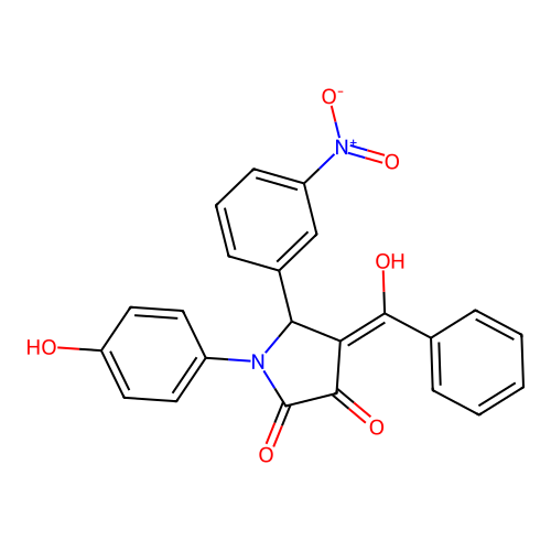 (4E)-1-(4-hydroxyphenyl)-4-[hydroxy(phenyl)methylidene]-5-(3-nitrophenyl)pyrrolidine-2,3-dione structure