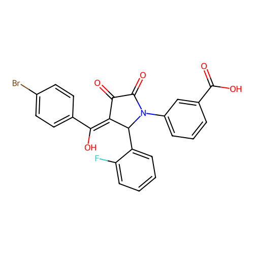 3-[(3E)-3-[(4-bromophenyl)(hydroxy)methylidene]-2-(2-fluorophenyl)-4,5-dioxopyrrolidin-1-yl]benzoic acid structure