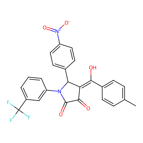 (4E)-4-[hydroxy-(4-methylphenyl)methylidene]-5-(4-nitrophenyl)-1-[3-(trifluoromethyl)phenyl]pyrrolidine-2,3-dione structure