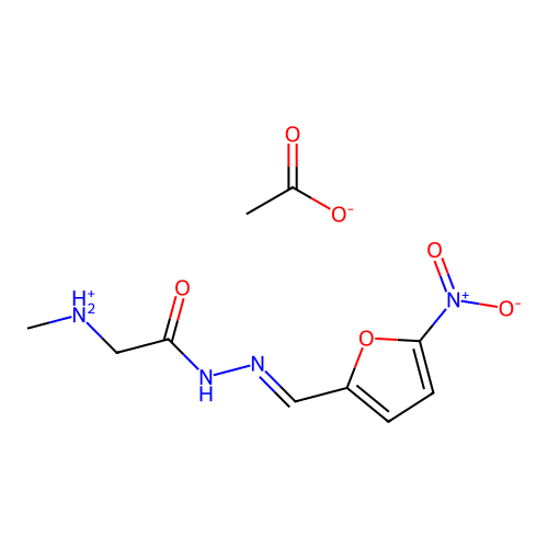 2-Furaldehyde, 5-nitro-, (methylaminoacetyl)hydrazone, acetate structure