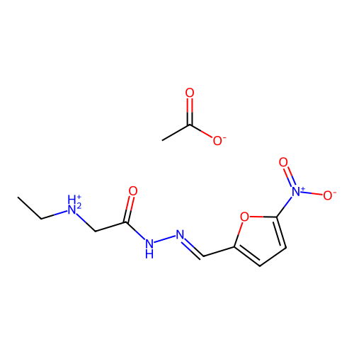 2-Furaldehyde, 5-nitro-, (ethylaminoacetyl)hydrazone, acetate structure