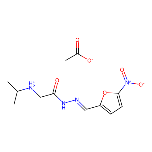 2-Furaldehyde, 5-nitro-, (isopropylaminoacetyl)hydrazone, acetate structure