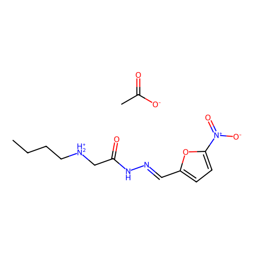 2-Furaldehyde, 5-nitro-, (butylaminoacetyl)hydrazone, acetate structure