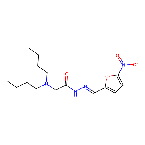 2-Furaldehyde, 5-nitro-, (dibutylaminoacetyl)hydrazone structure