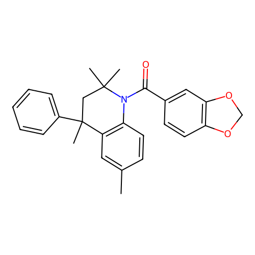 1,3-benzodioxol-5-yl(2,2,4,6-tetramethyl-4-phenyl-3,4-dihydroquinolin-1(2H)-yl)methanone structure