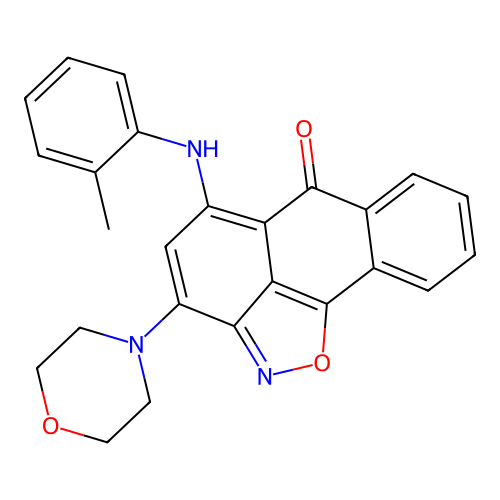 3-morpholino-5-(o-tolylamino)-6H-anthra[1,9-cd]isoxazol-6-one structure