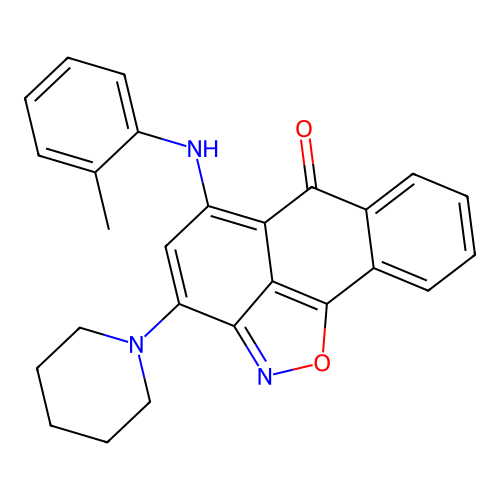 3-Piperidino-5-(2-toluidino)-6H-anthra[1,9-CD]isoxazol-6-one structure