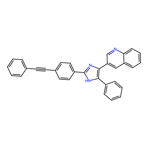 3-{4-phenyl-2-[4-(phenylethynyl)phenyl]-1H-imidazol-5-yl}quinoline structure