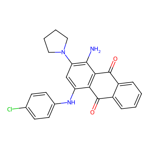 1-Amino-4-((4-chlorophenyl)amino)-2-(pyrrolidin-1-yl)anthracene-9,10-dione structure