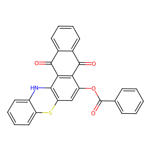 8,13-dioxo-13,14-dihydro-8H-naphtho[2,3-a]phenothiazin-7-yl benzoate structure