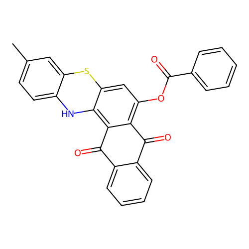 3-methyl-8,13-dioxo-13,14-dihydro-8H-naphtho[2,3-a]phenothiazin-7-yl benzoate structure