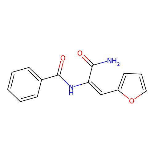 N-[(1E)-3-amino-1-(furan-2-yl)-3-oxoprop-1-en-2-yl]benzamide structure