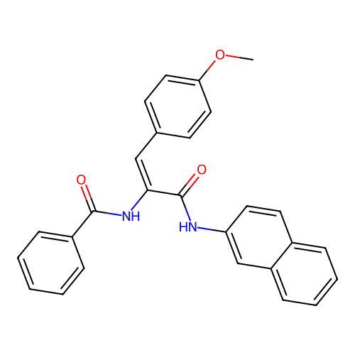 (2E)-3-(4-methoxyphenyl)-N-(2-naphthyl)-2-(phenylcarbonylamino)prop-2-enamide structure