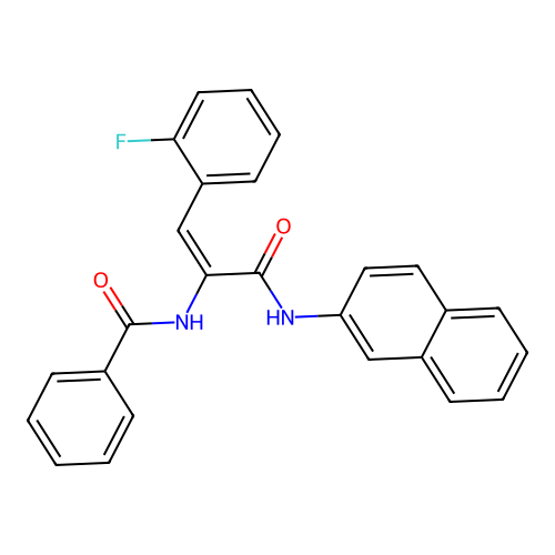 (2E)-3-(2-fluorophenyl)-N-(2-naphthyl)-2-(phenylcarbonylamino)prop-2-enamide structure