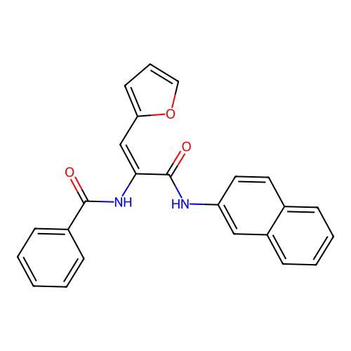 N-[(1E)-1-(furan-2-yl)-3-(naphthalen-2-ylamino)-3-oxoprop-1-en-2-yl]benzamide structure