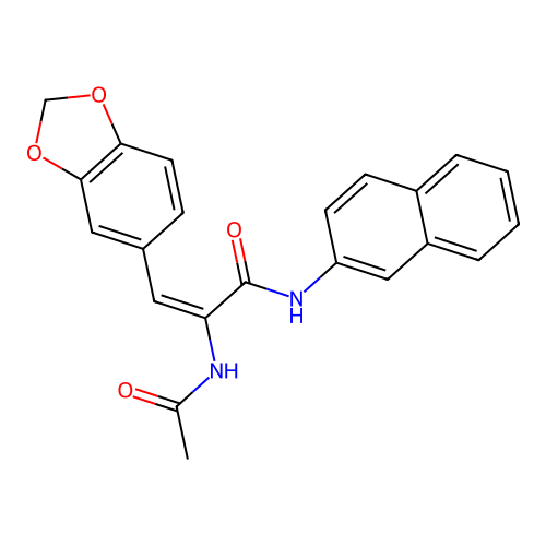 (2E)-2-(acetylamino)-3-(1,3-benzodioxol-5-yl)-N-(naphthalen-2-yl)prop-2-enamide structure