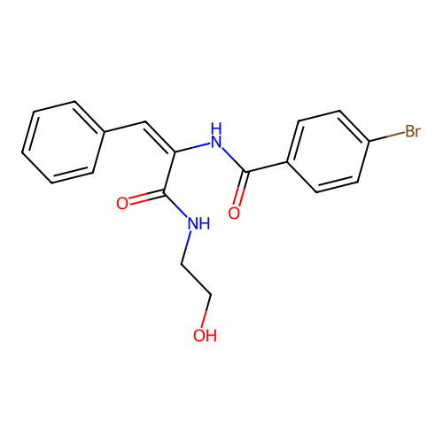 4-bromo-N-{(1E)-3-[(2-hydroxyethyl)amino]-3-oxo-1-phenylprop-1-en-2-yl}benzamide structure