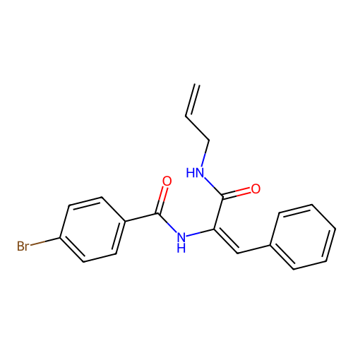 (2E)-2-[(4-bromophenyl)carbonylamino]-3-phenyl-N-prop-2-enylprop-2-enamide structure