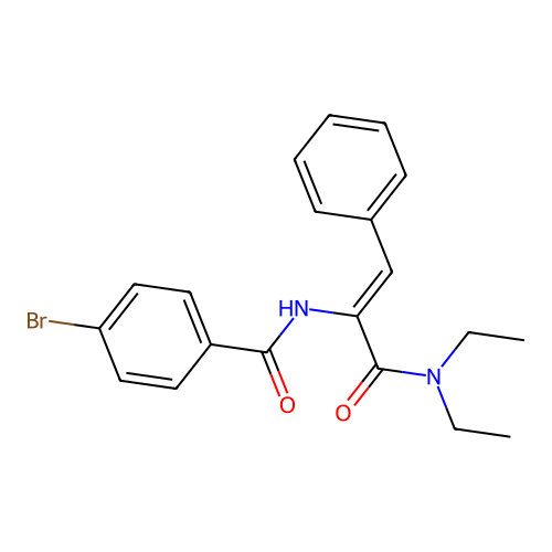 4-bromo-N-(3-(diethylamino)-3-oxo-1-phenylprop-1-en-2-yl)benzamide structure