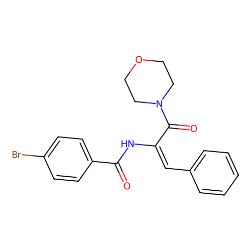 4-bromo-N-(3-morpholino-3-oxo-1-phenylprop-1-en-2-yl)benzamide structure