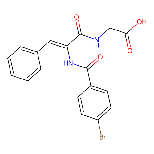 2-(2-(4-Bromobenzamido)-3-phenylacrylamido)acetic acid structure