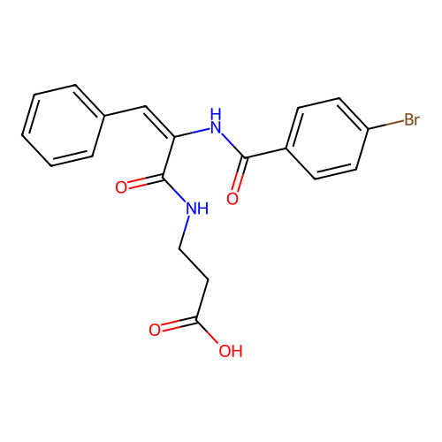 (E)-3-(2-(4-bromobenzamido)-3-phenylacrylamido)propanoic acid structure