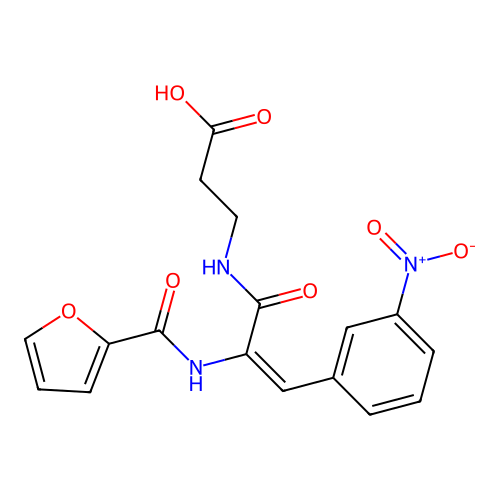 N-[2-(2-furoylamino)-3-(3-nitrophenyl)acryloyl]-beta-alanine structure