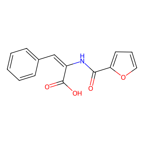 (2E)-2-[(furan-2-ylcarbonyl)amino]-3-phenylprop-2-enoic acid structure