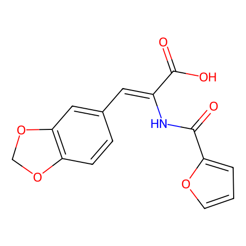 3-(1,3-Benzodioxol-5-yl)-2-(furan-2-carbonylamino)prop-2-enoic acid structure