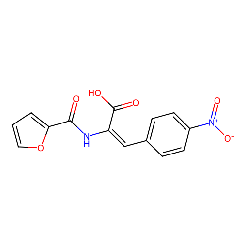 (2E)-2-[(furan-2-ylcarbonyl)amino]-3-(4-nitrophenyl)prop-2-enoic acid structure