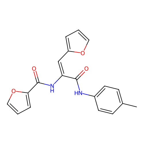 Furan-2-carboxylic acid (2-furan-2-yl-1-p-tolylcarbamoyl-vinyl)-amide structure