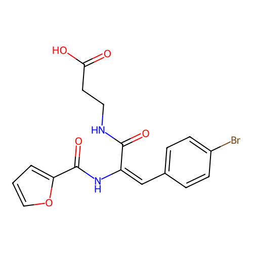 N-[3-(4-bromophenyl)-2-(2-furoylamino)acryloyl]-beta-alanine structure