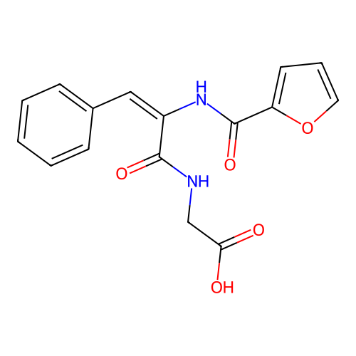 N-{(2E)-2-[(furan-2-ylcarbonyl)amino]-3-phenylprop-2-enoyl}glycine structure