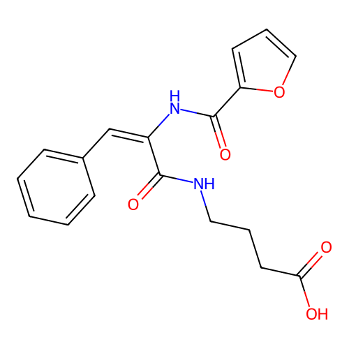 4-({(2E)-2-[(furan-2-ylcarbonyl)amino]-3-phenylprop-2-enoyl}amino)butanoic acid structure